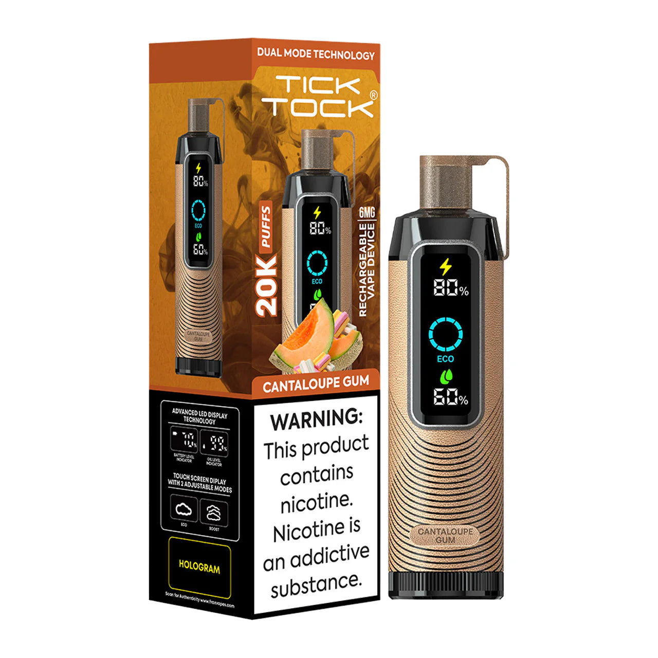 Cantaloupe Gum - Tick Tock 20K - 0.6% Nicotine
