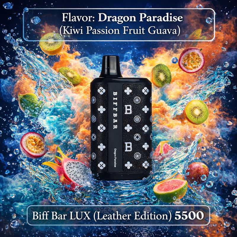 Dragon Paradise (Kiwi Passion Fruit Guava) - Biff Bar LUX (Leather Edition) 5500