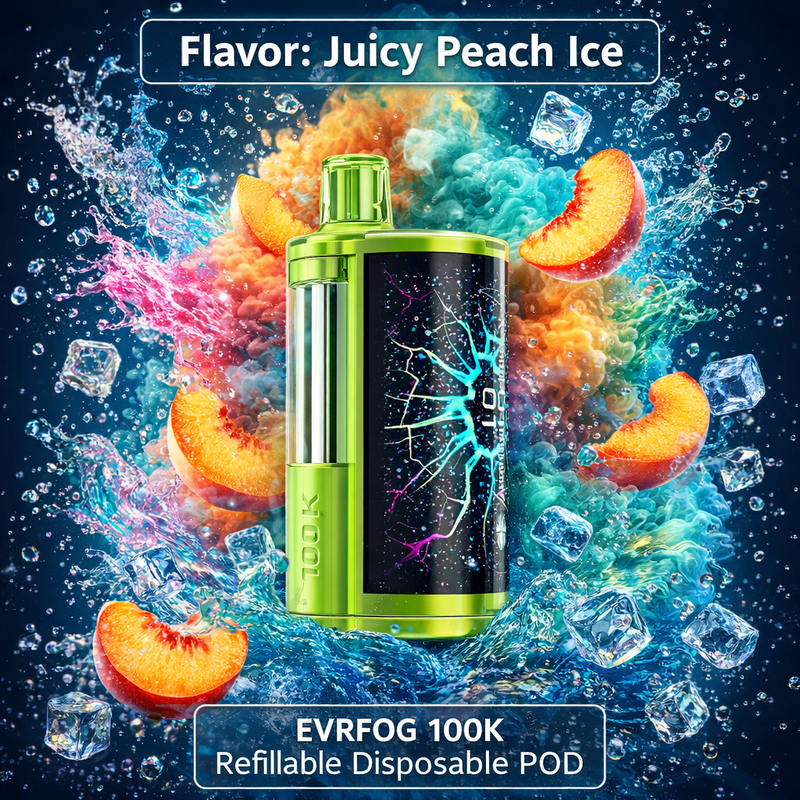 Juicy Peach Ice — EVRFOG 100K Refillable Disposable POD