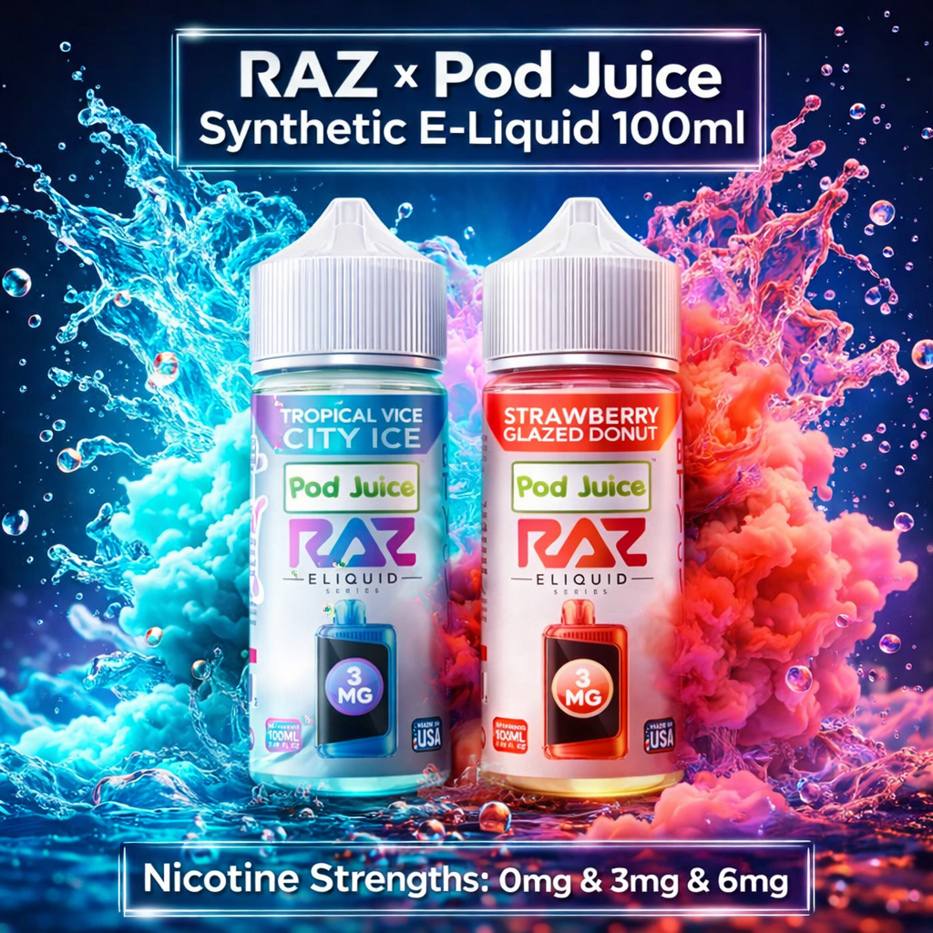 RAZ x Pod Juice Synthetic E-Liquid 100ml - Bangin' Sour Berries / 3mg