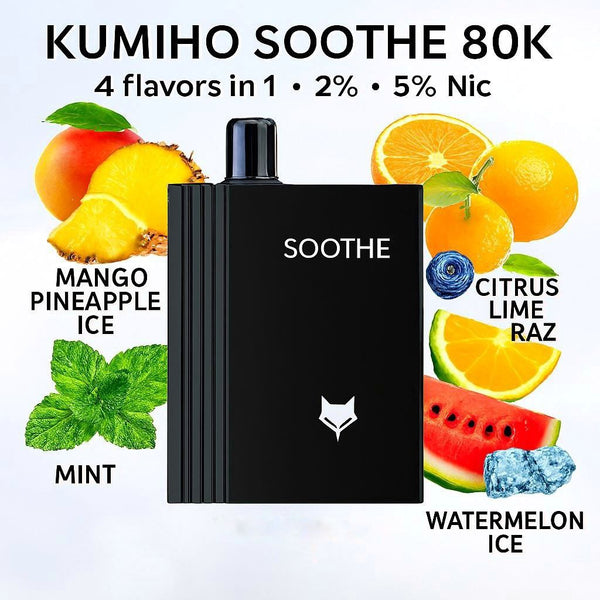 Kumiho Soothe 80K 4 flavors in 1 - 2% - 5% Nic (Mango Pineapple Ice - Mint - Citrus Lime Raz - Watermelon Ice)